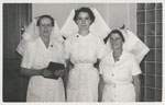 Matron Margaret Graham and Tutor Sister Editha Haynes with nursing graduate Hazel Lund at Graduation